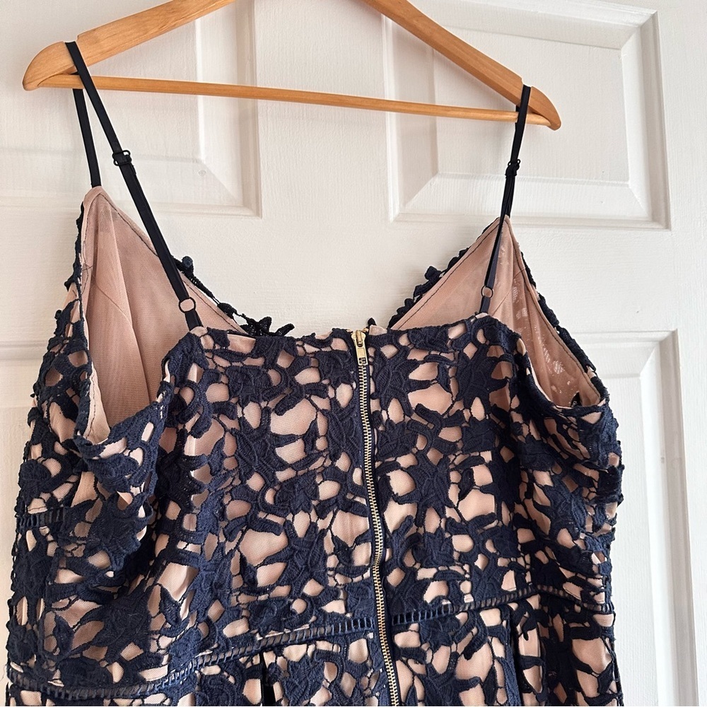 City Chic Navy Lace Midi Dress with Nude Lining - Picture 8 of 12